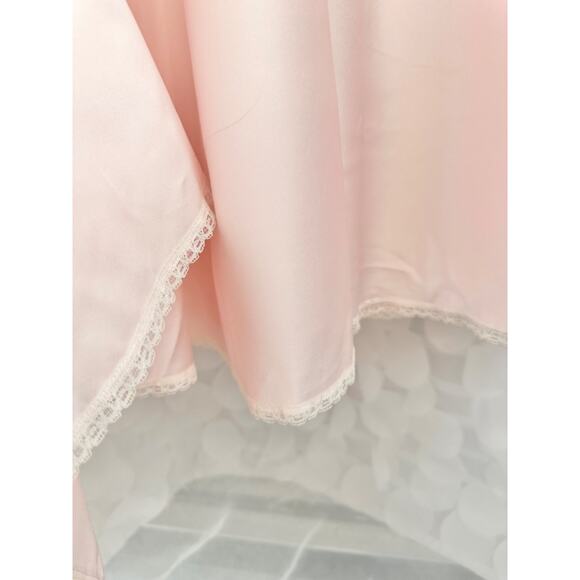 Vintage 70’s Pink Nightgown & Robe Set Large FULL SWEEP Satin lace Old Hollywood - Picture 11 of 16